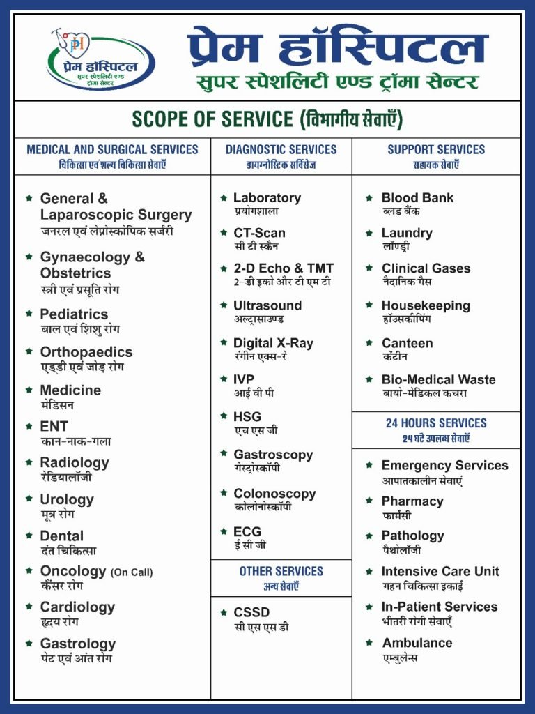Scope of service prem hospital